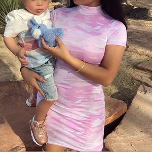 BooHoo Petite Light Pink Camo Dress